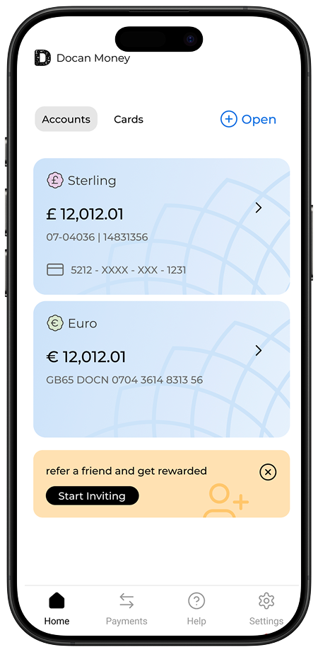 Docan Money iPhone app home